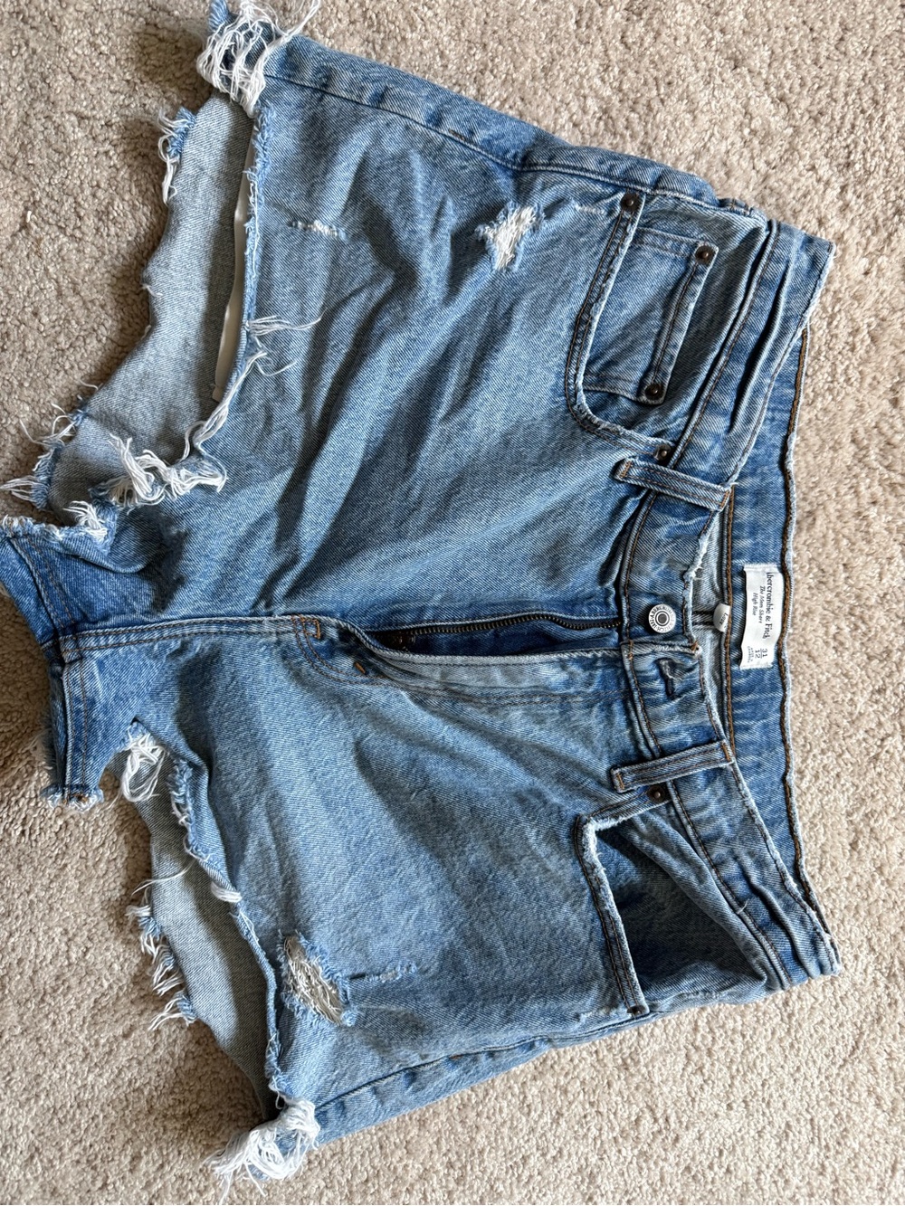 Abercrombie & Fitch Light Blue Distressed Denim Cutoff Shorts